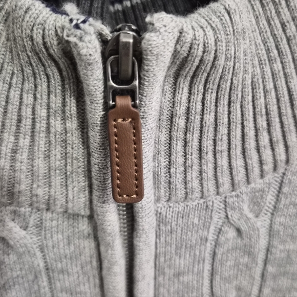 Club Room Men’s Gray 100% Cotton Cable Knit Quarter-Zip Sweater - Large - Picture 4 of 8